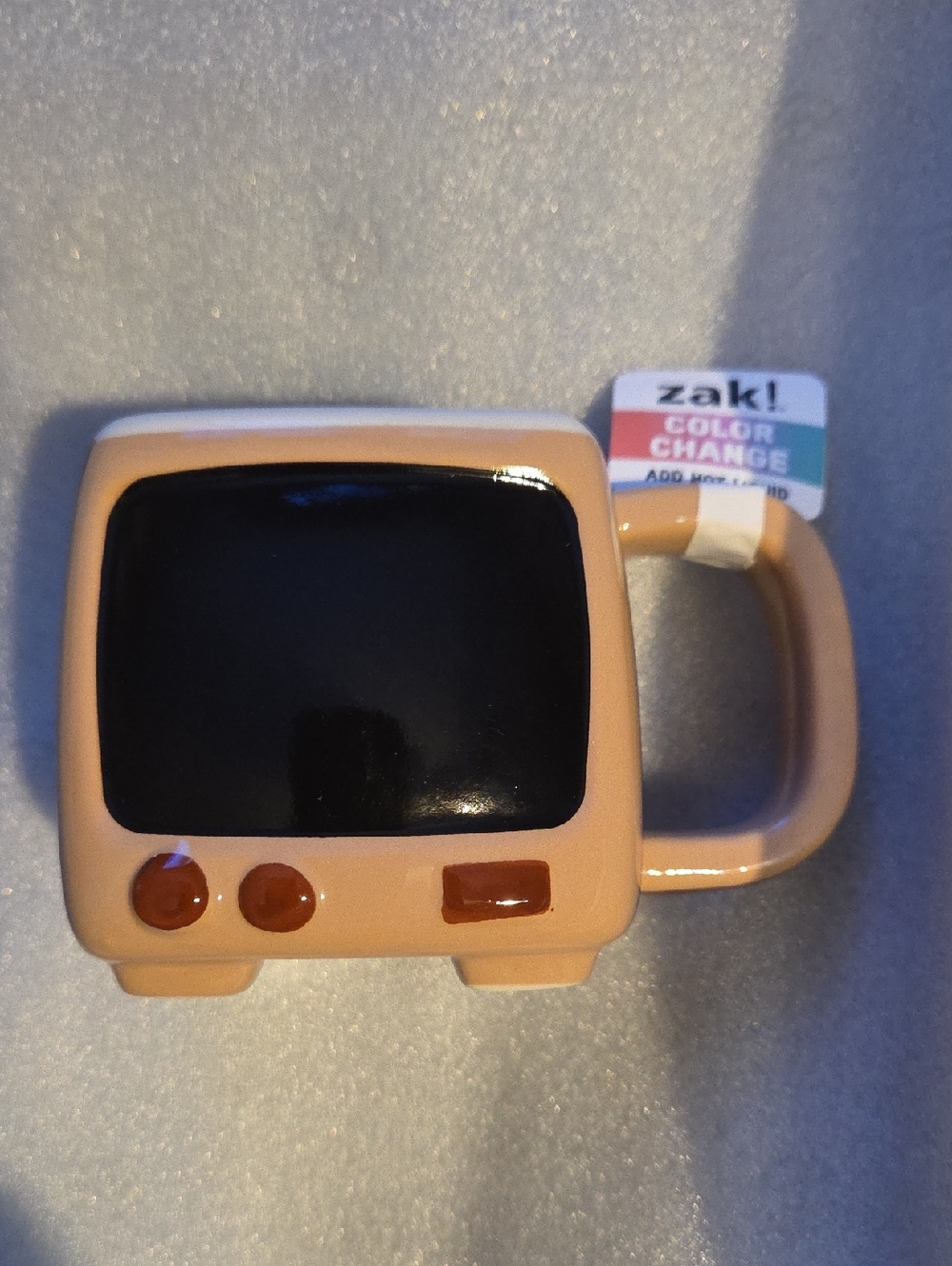 zak! Retro TV Color-Change Ceramic Coffee Mug - Peach/Black